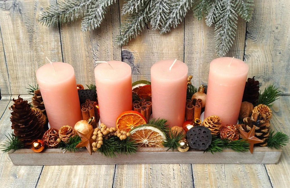 Rustikální adventní štola v lososové